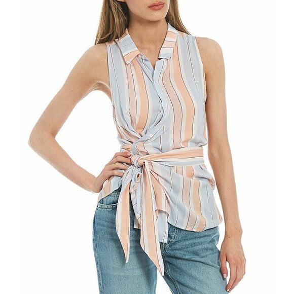 NWT Free People Sleeveless Blouse Womens Size Small Mackenzie Wrap Button-Up Top - Picture 16 of 16